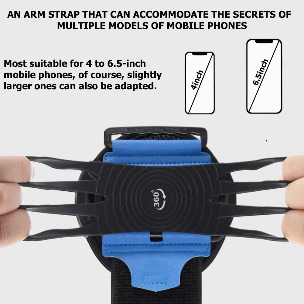 Detachable Rotating Mobile Phone Arm Strap For Outdoor Running, Cycling, And Delivery. Suitable For Driving And Wearing With A Length Of 12.4 Inches To 4.91 Inches And 2.55 Inches, Suitable For Telephones Of Different Brands From 4 To 6.5in