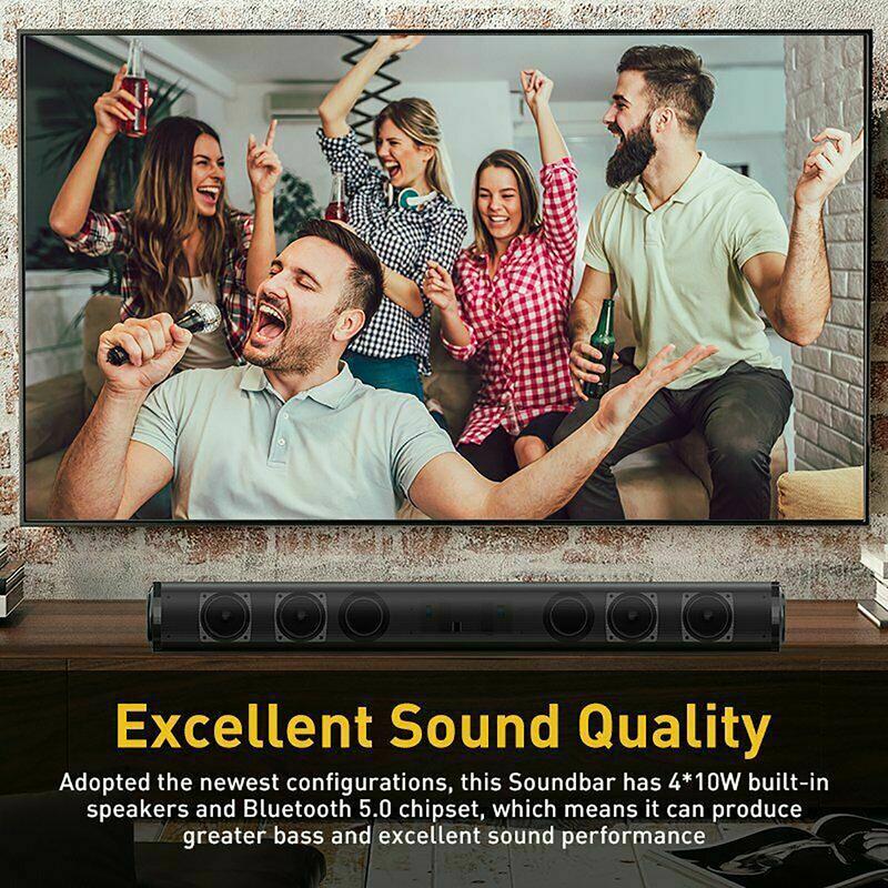 Bluetooth 5.0 Home TV Sound Bar 4 Speaker System Wireless Subwoofer 3D Surround