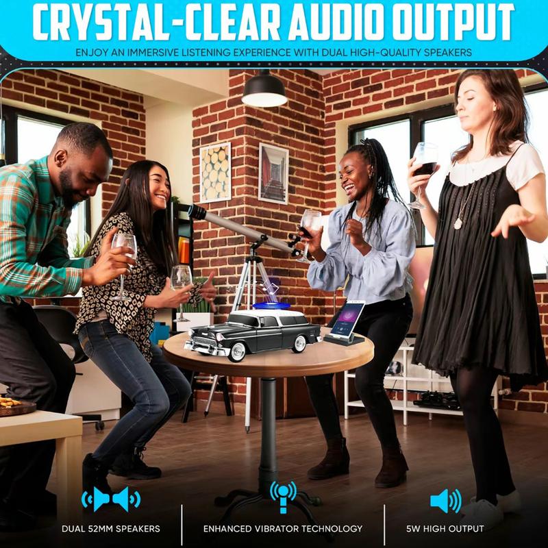 WSTER WS-1955 Retro car model Bluetooth speaker with LED display, USB interface, FM radio function, TF, AUX, Father's Day, birthday gift TikTokShopBlackFriday