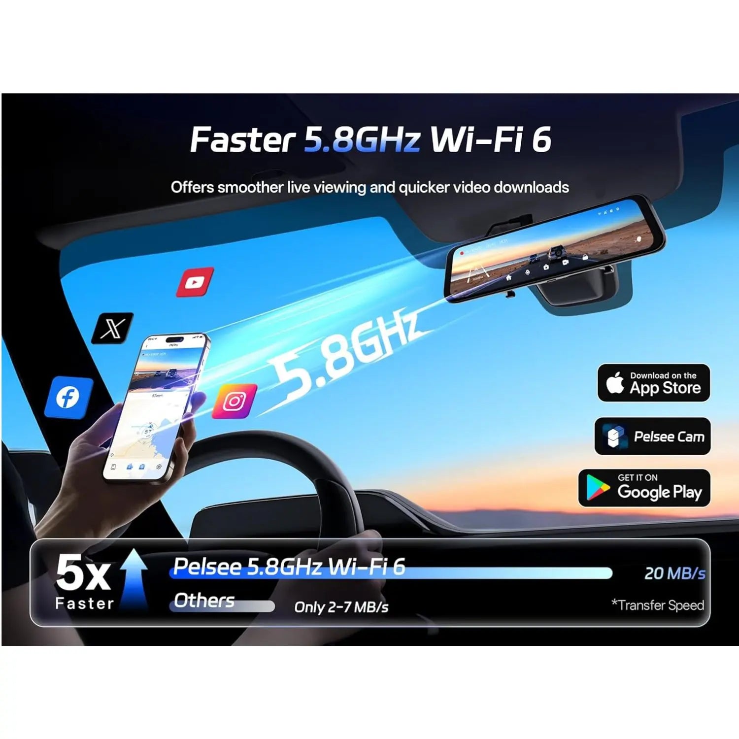 Pelsee P12 Pro 4K Mirror Dash Cam, 12'' Rear View Mirror Camera, Free 32GB Memory Card, Smart Driving Assistant w/ADAS and BSD,2160P Front and Rear Camera,Voice Control,Night Vision,Parking Monitoring image 2