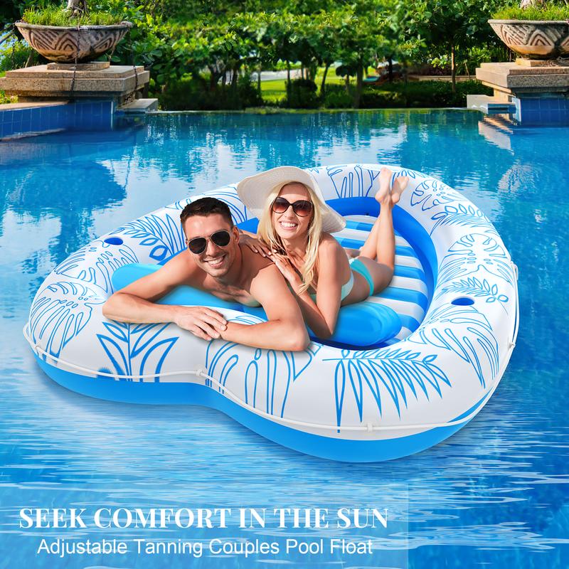 inflatable Tanning Pool Lounger Float - 4 in 1 Sun Tan Tub Sunbathing Pool Lounge Raft Floatie Toys Water Filled Bed Mat Pad for Adult Blow Up Kiddie Pool Kids Ball Pit Pool