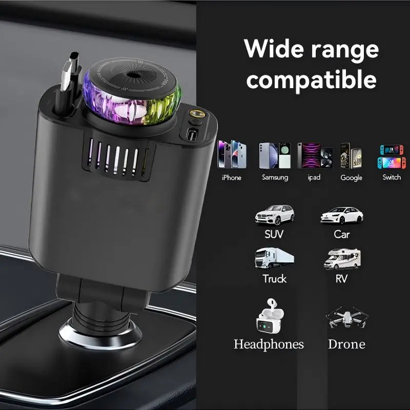 Starlight Retractable Car Charger with Aromatherapy, 5 in 1 Fast Charging 45W Car Phone Charger Adapter, USB C Car Accessories Compatible with iPhone 16/15/14/13/12/11 and Android image 8