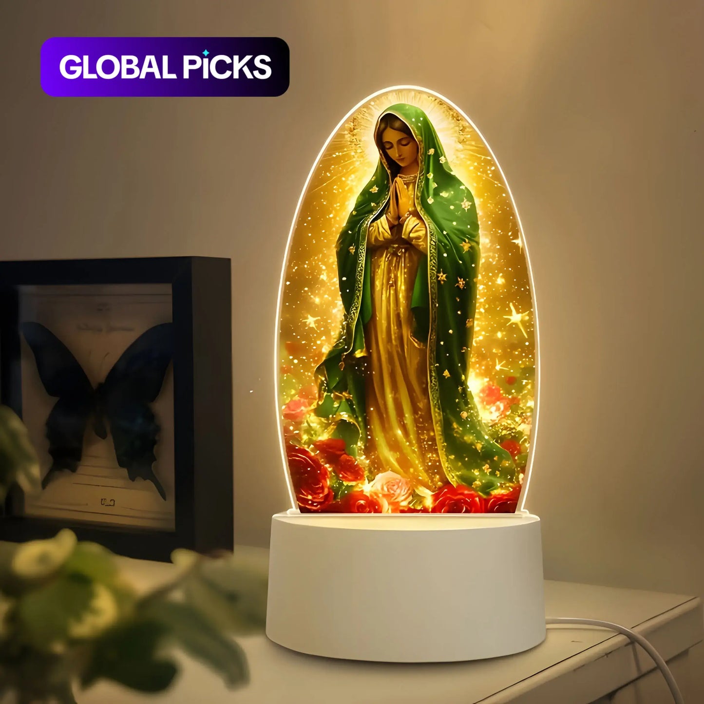 Guadalupe Virgin Prayer Lamp, USB-Powered Warm Light for Religious Home Decor, Prayer Room Decor, Baptism and Gifts, Creates a Spiritual Ambiance #GLOBAL PICKS