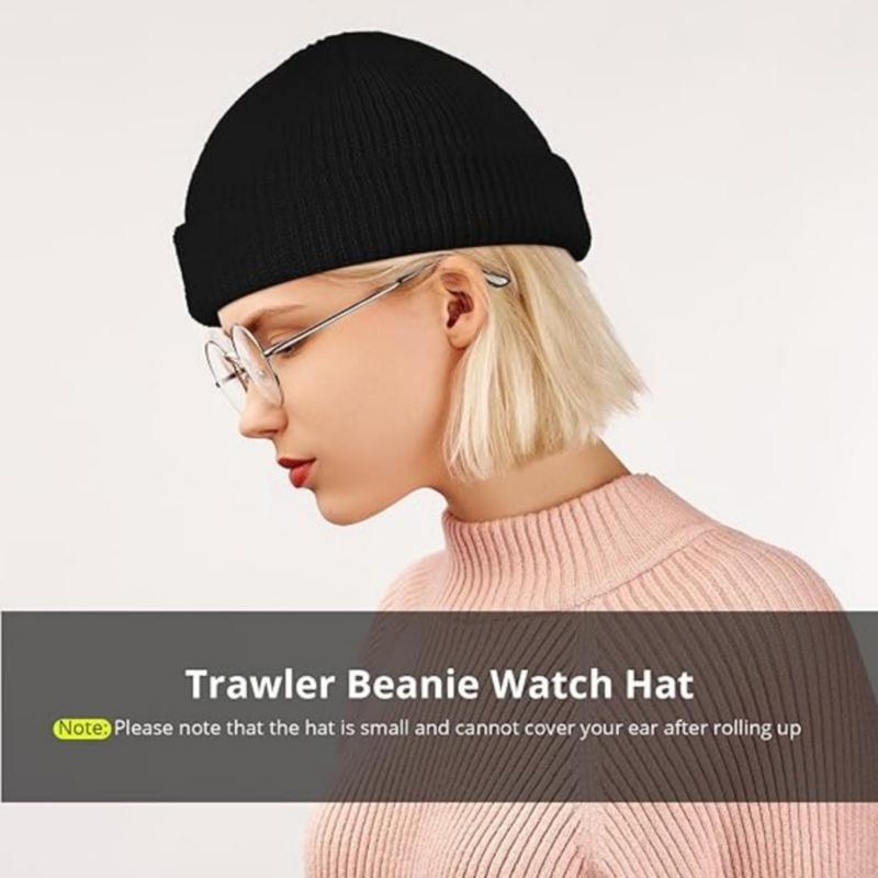 9 Piece Fisherman Beanie for Men Hat Short Knit Cuff Beaniess Trawler Beanie Watch Hat Roll up Edge Skullcap Unisex