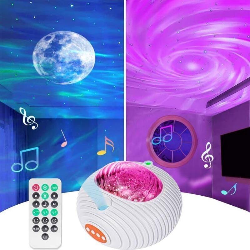 Portable Starry Sky Projector Light Speaker, Ambient Light Wireless Music Connection Speaker, USB Rechargeable Star Projector Night Light For Bedroom & Party