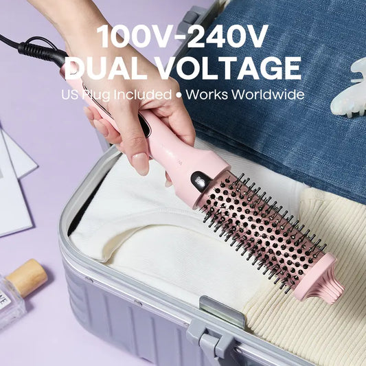 Wavytalk Blowout Boost Ionic Thermal Brush 1 1/2 Inch with LED Display, 300℉-420℉ for Different Hair Types, 120-240V Universal Voltage