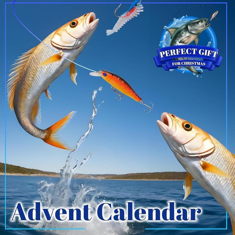 Advent Calendar 2025 Fishing Lure - 24 Days Christmas Countdown Fish Tackle Set for Adult Man Teen Boys- Xmas Surprise Fish Bait Gift for Father Grandpa Brother Boyfriend
