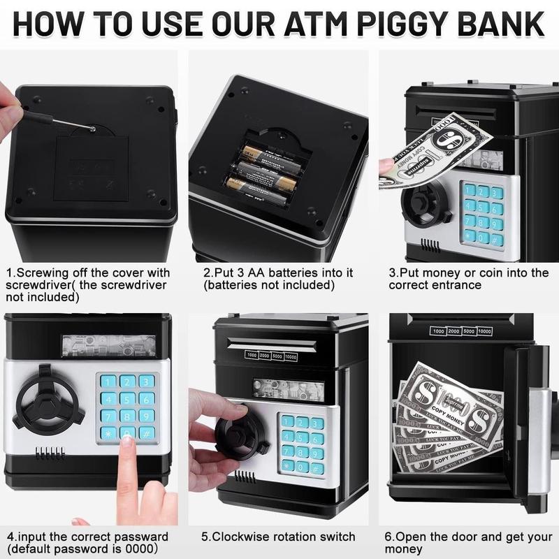 Piggy Bank, (Battery not included)Saving Box, Cash Coin Can Safe Bank Electronic Coin Money Bank Gifts Toy ATM Bank, Hot Gift for Boys and Girls