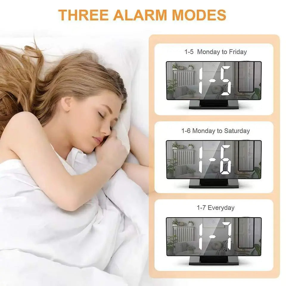 LED Digital Projection Alarm Clock 7.8" Large Display 180° Rotatable Projector Date Week Display Adjustable Brightness Sleep Mode Voice Control 12/24H Time Format image 4