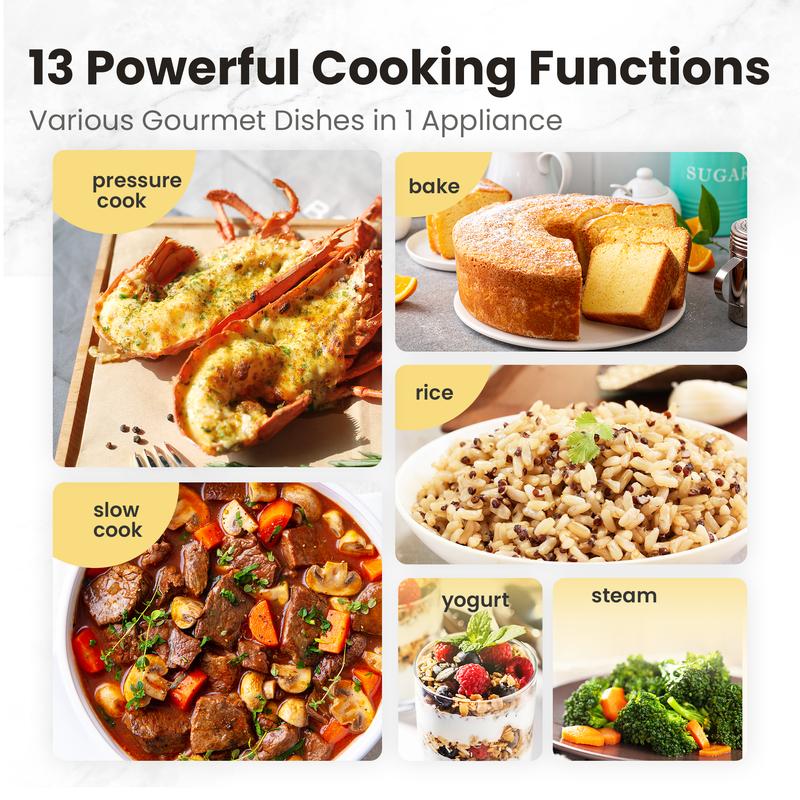 9-in-1 Electric Pressure Cooker Olla de Presion, 6QT Slow Rice Cooker 14 Presets Instant Multi Cooker