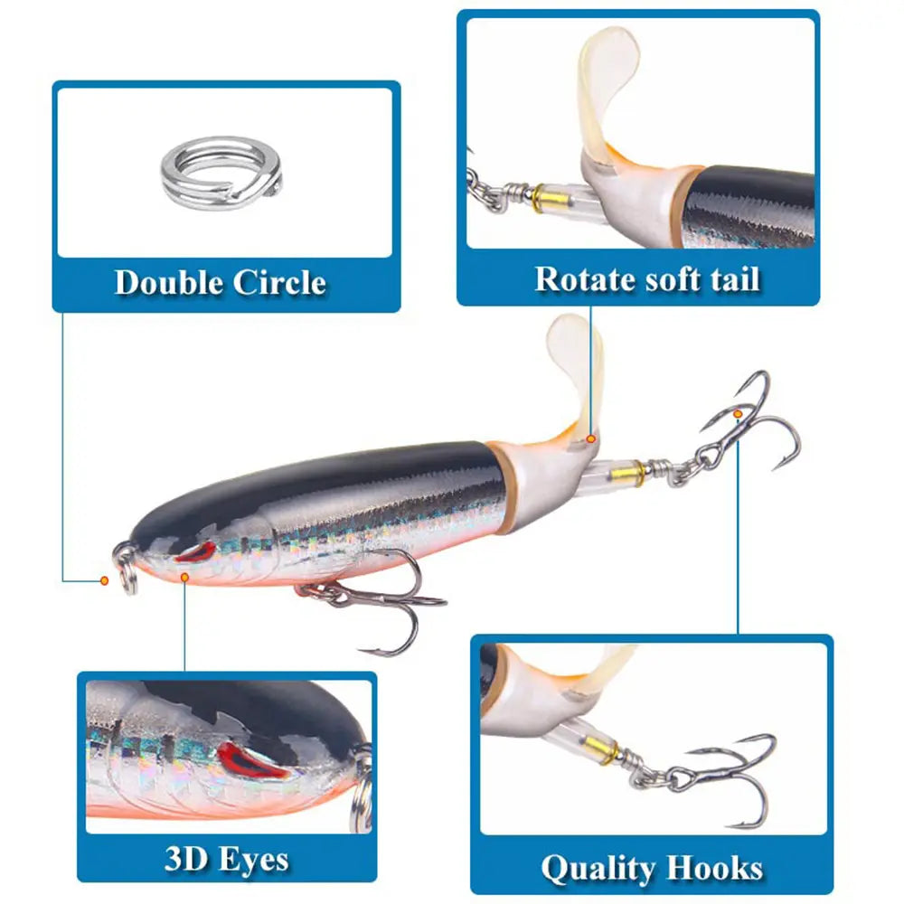 EXCROCK 5/10pcs Artificial Fishing Lure with box, 13.5g Simulation Fishing Lure with Hook, Fishing Accessories for Outdoor Fishing Equipment, 10cm Whopper Plopper, Swimbaits, Fishing Lure Bait image 8