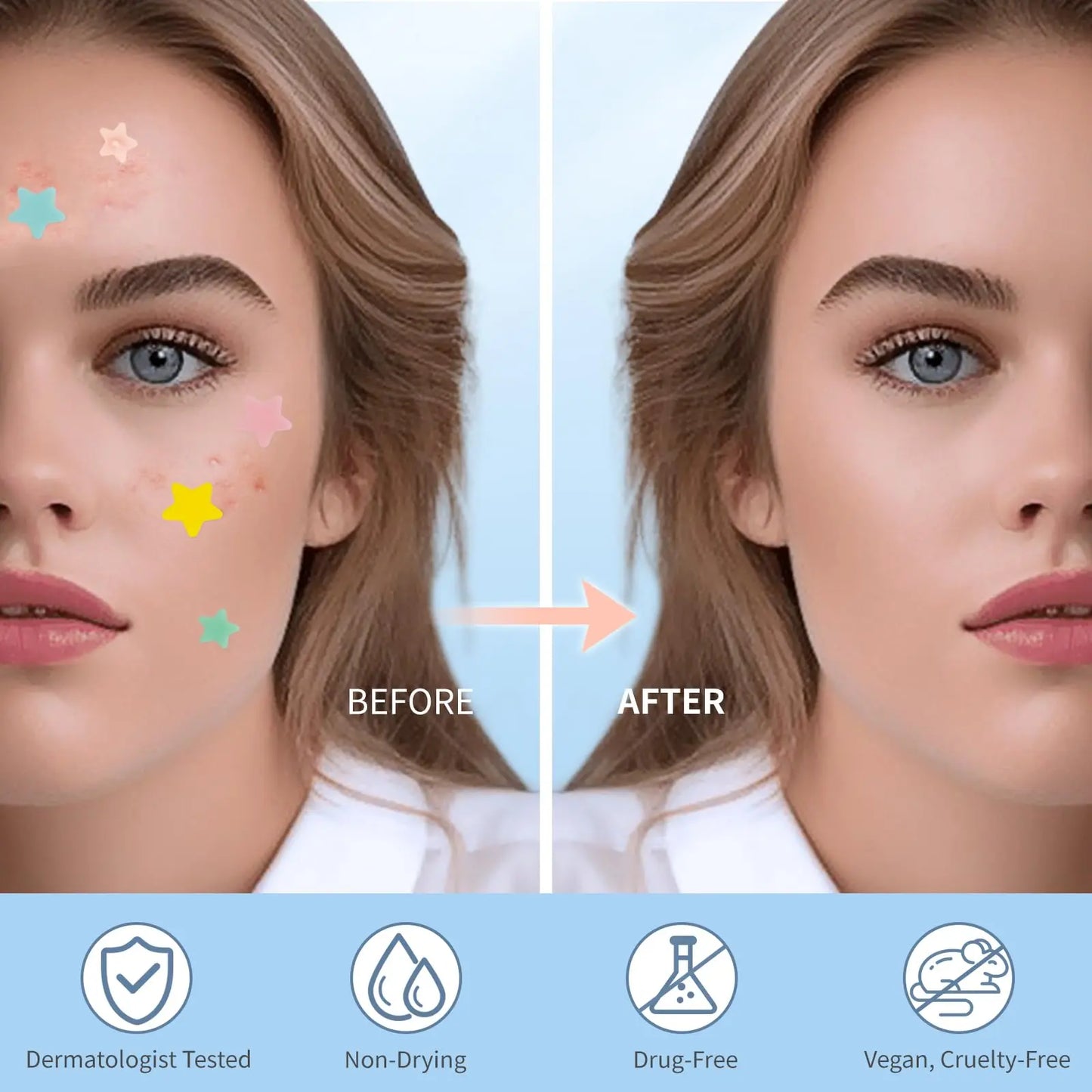 QUSTERE Pimple Patches for Face Hydrocolloid Acne Patches Versitile Cute Star Zit Covers Spot Stickers Mild and non-irritating Patches 5 Color 3 Sizes (10mm, 12mm & 14mm) |200/400 pcs Skincare Skin Repair Salicylic Tea Tree image 4