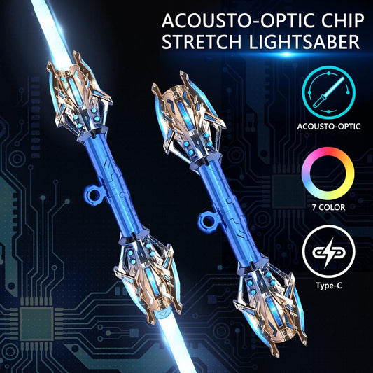 Cool Double-Edged Lightsaber Toys with Colorful Lights Two-in-one Cool Telescopic Luminous Sword Boy Toy Knife,Halloween Christmas Gift for Children