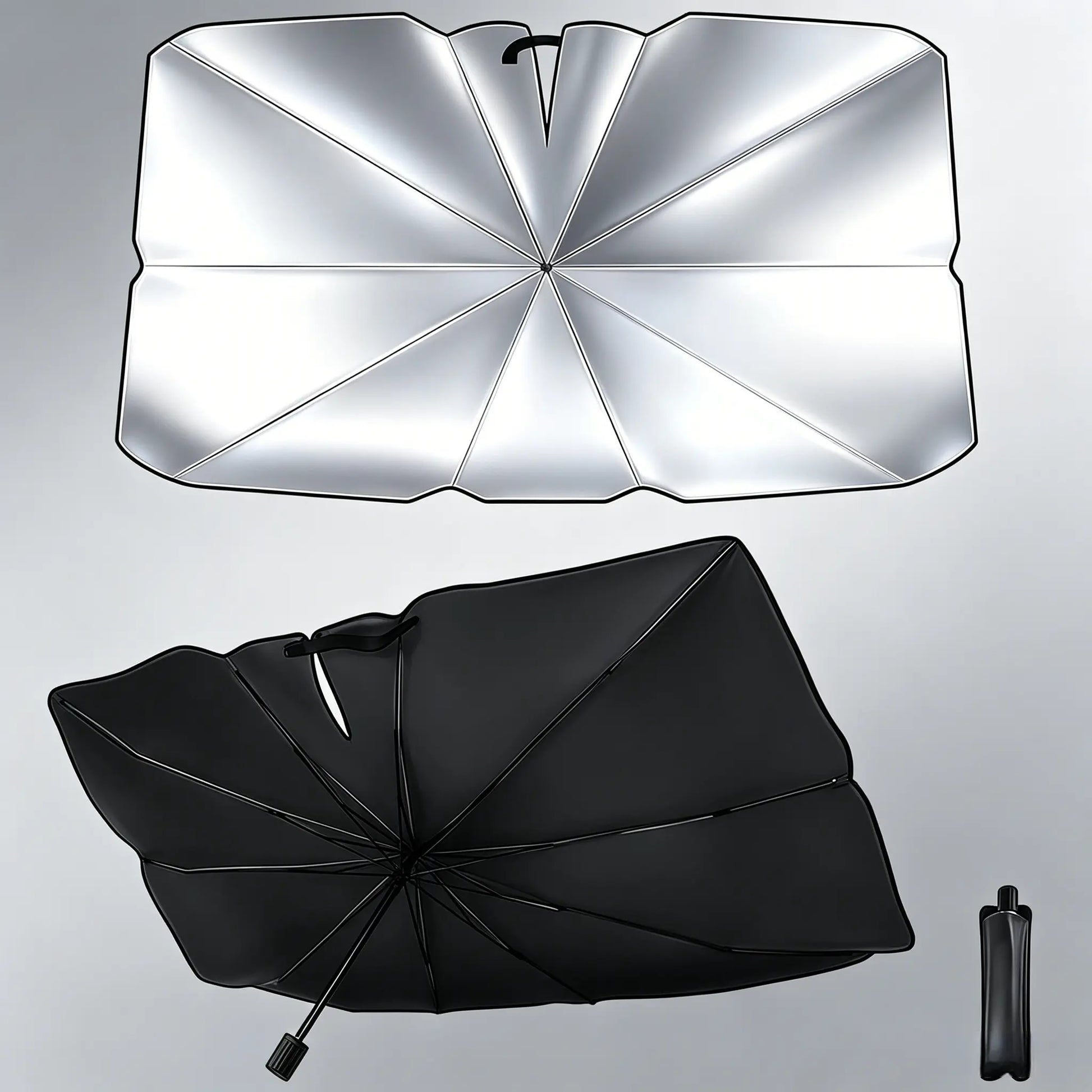 Foldable Car Windshield Sun Shade Umbrella Cover, Titanium Silver UV-Protection Heat-Insulation Sun Visor, Portable Front Auto Window Shade with Storage Bag image 7