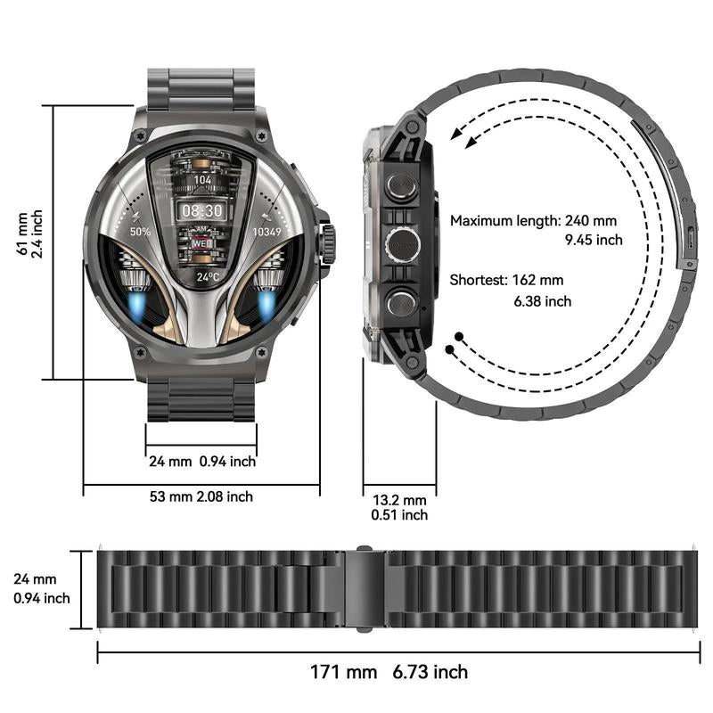 Smart Watches for Men(Answer/Make Call), 1.85" Round Big Screen Fitness Tracker, Waterproof Fitness Watch for Android/iOS Phones, Wireless Smartwatch