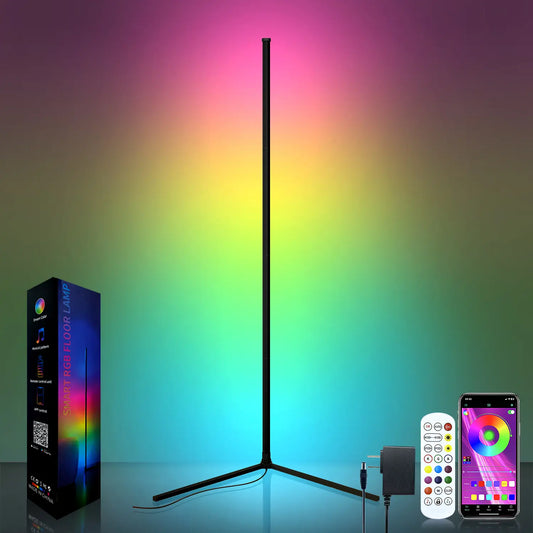 DAYBETTER 360° Standing LED Corner Lamp with Music Sync, Color Shift, Dual Control & Timer, 16M DIY Colors, Perfect for Living Room/Gaming Room, Smart RGB Floor Lamp