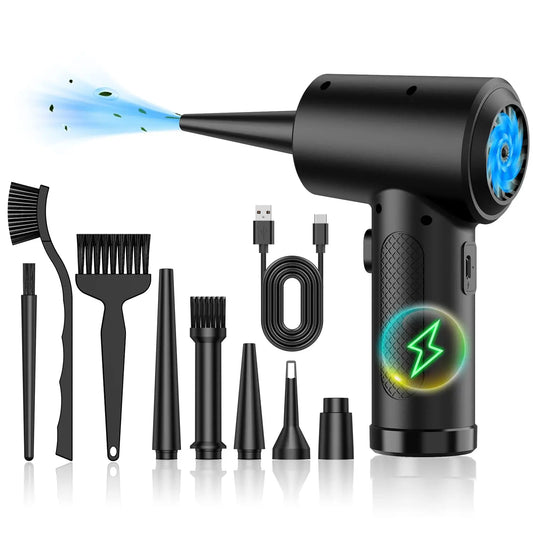 Compressed Air Duster Cleaner, 3-Gear 51,000 RPM Electric Air Duster, Portable 4000mAh Rechargeable Cordless Air Blower with LED Light
