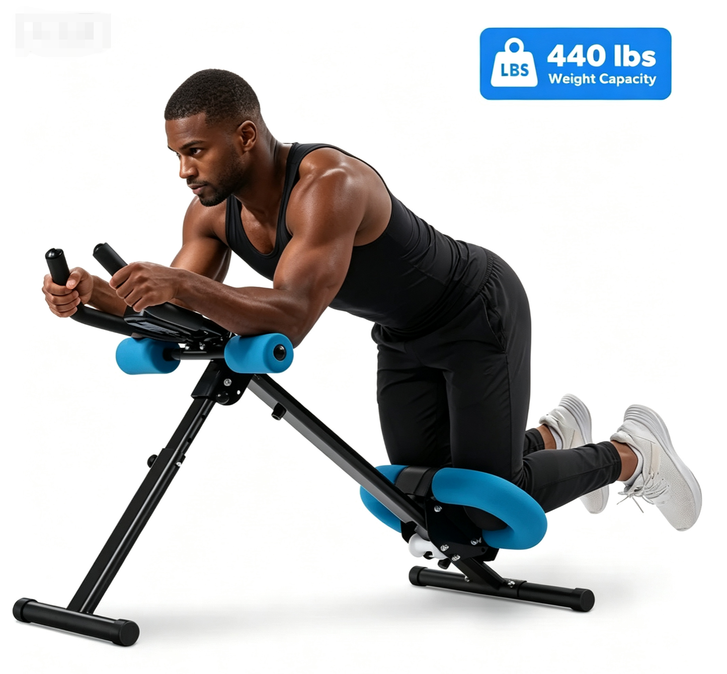 【Blue】Adjustable Ab Trainer Machine with LCD Monitor, 10‑level adjustable resistance, Foldable Ab Exercise Machine for Abs, Arm, Leg, Buttocks Shaper, Core & Ab Trainer for Home Gym, Suitable for Men and Women