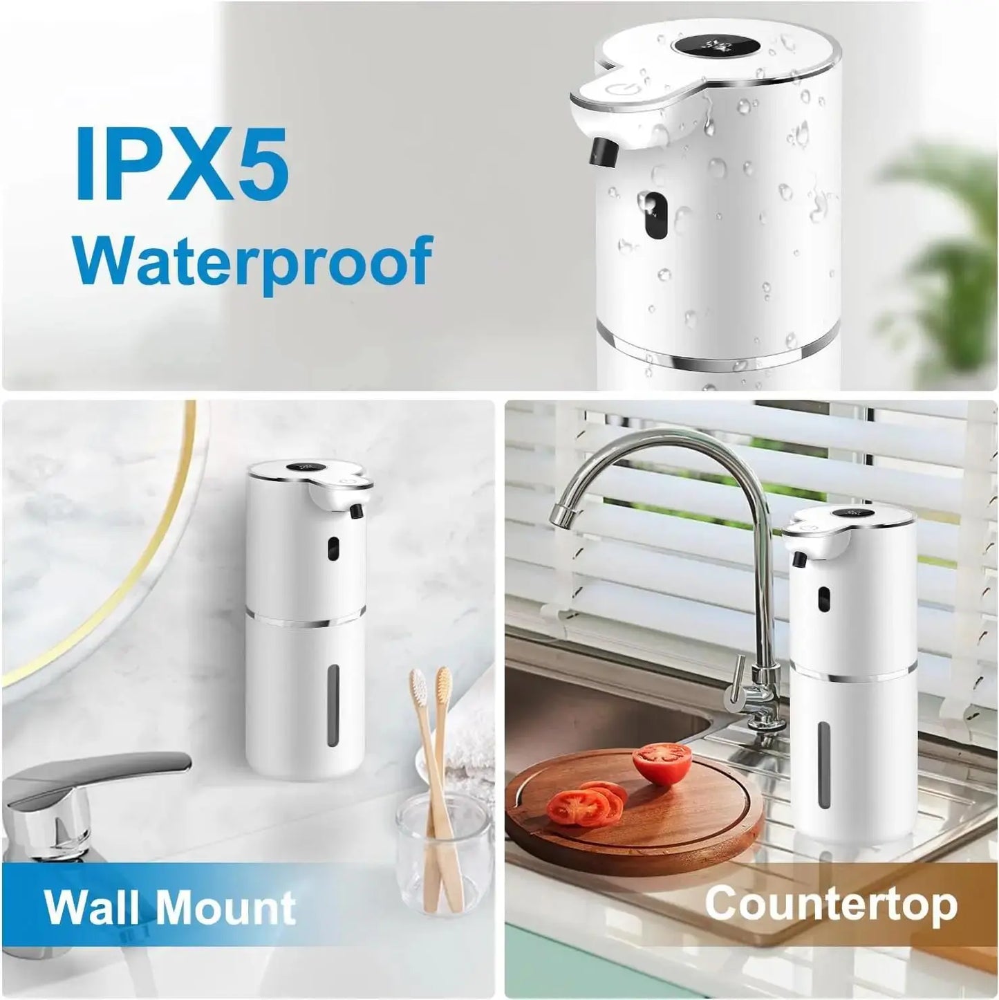 Automatic Liquid Soap Dispenser – Touchless Hand Soap or Dish Soap Dispenser, 6 Adjustable Levels, 360ml, IR Sensor & Display, Wall-Mount or Tabletop Use for Bathroom Kitchen – Ideal Gift for Home image 5