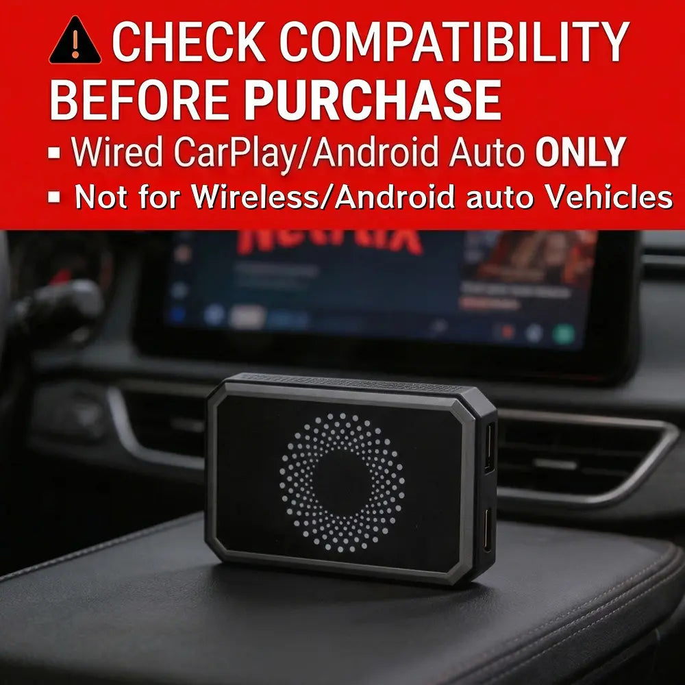 【Summervibes】【CHECK COMPATIBILITY】LAMTTO 2026 Wired CarPlay to Wireless Adapter - Built-in Android System for Netflix/YouTube/TikTok - ONLY for Wired CarPlay/AA Vehicles - NOT for Wireless CarPlay | Car Video Players