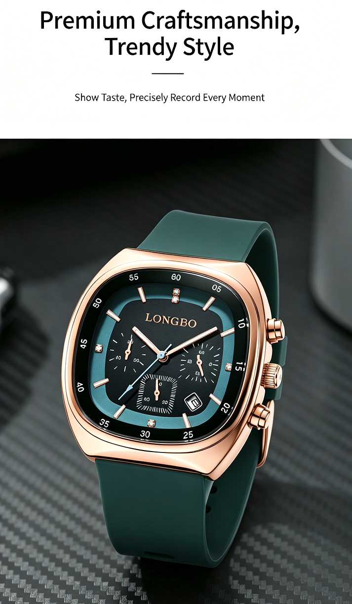 Fashionable Analog Watch, Sporty Waterproof Modern Unisex Open-Face Wristwatch - Luminous Display, Silicone Strap, Adjustable for Daily Wear, Automatic Mechanical with Necklace Bust Jewelry Set for Outdoor Use, Sporty Waterproof Watch