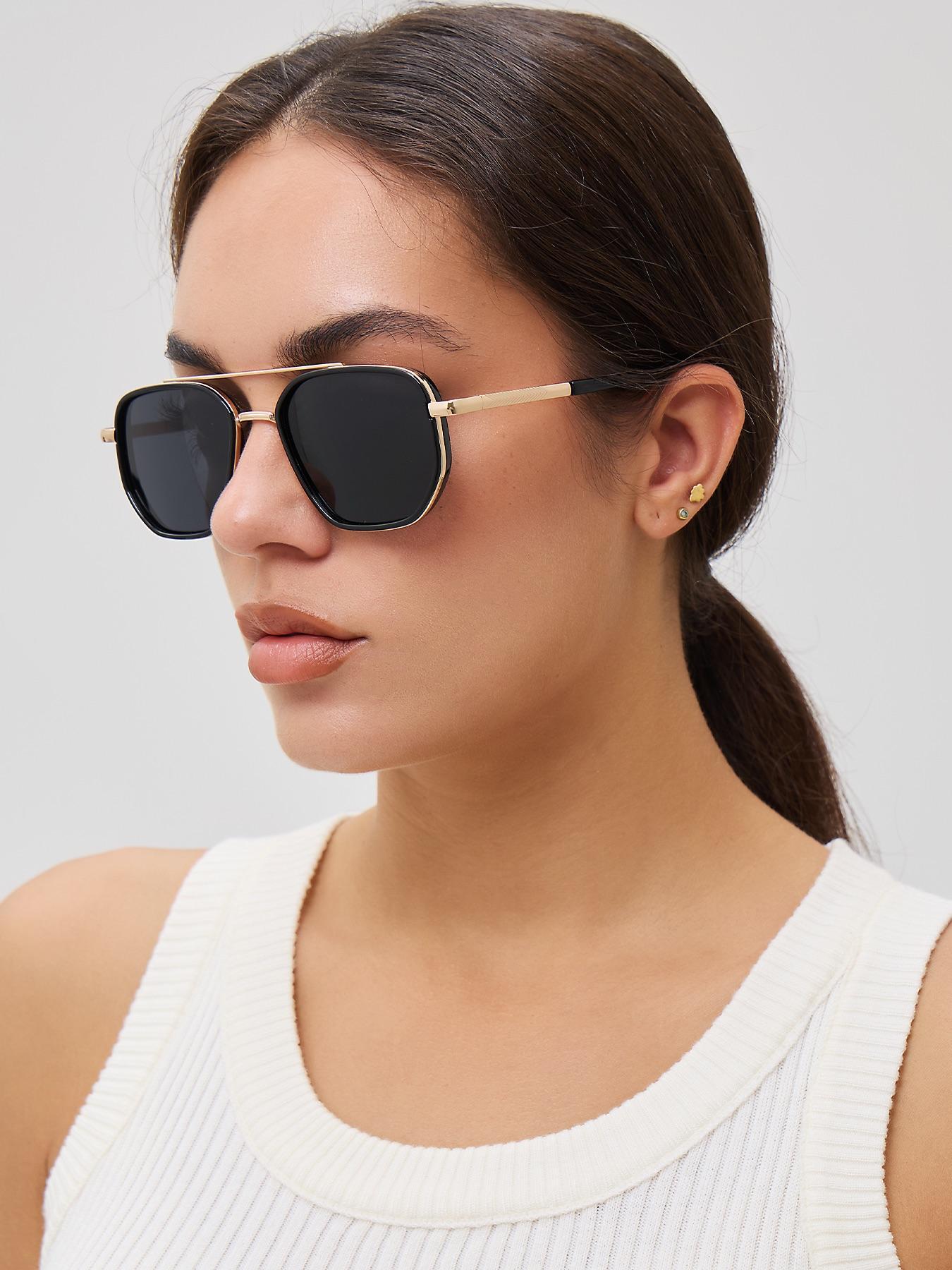 Summer 2026 Simple Polarized Shades Sunglasses For Everyday Use, Summer Geometric Frame Double Beam Fashion Sunglasses, Travel Accessories, Trendy Casual Sunglasses, National Day Offers