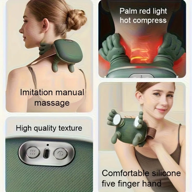 Smart Massage Pillow for Shoulder & Knee – Electric Massager with Realistic Hand Design, Deep Muscle Relief for Neck & Back Pain, Great Holiday Gift