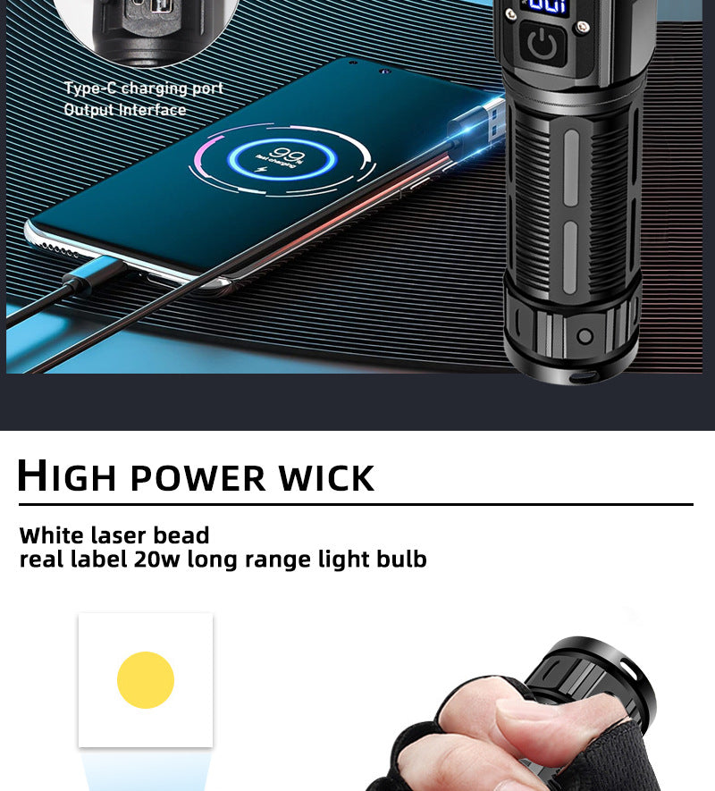 Long-Lasting High-Brightness Rechargeable Flashlight, Zoom & Long-Range Tactical Torch for Outdoor & Emergency Lighting