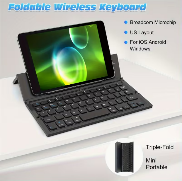 Foldable Wireless Keyboard – Portable & Compact Design for Travel, Office & Home