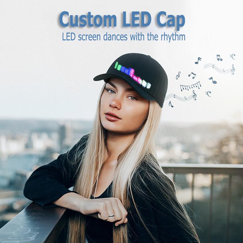 LED Rolling Display Hat Customized Gif Picture And Text Bluetooth App Controlled Detachable Led Display Baseball Cap BlackFriday High-Quality Materials & Versatile Use