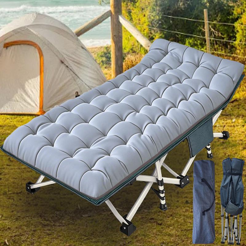 Extra Large 79in XXL Camping Cot with Mattress Folding Bed Heavy Duty Comfortable Cots for Sleeping Guest Bed with Carry Bag Portable Easy to Set-up for Home Travel Outdoor Indoor Camp