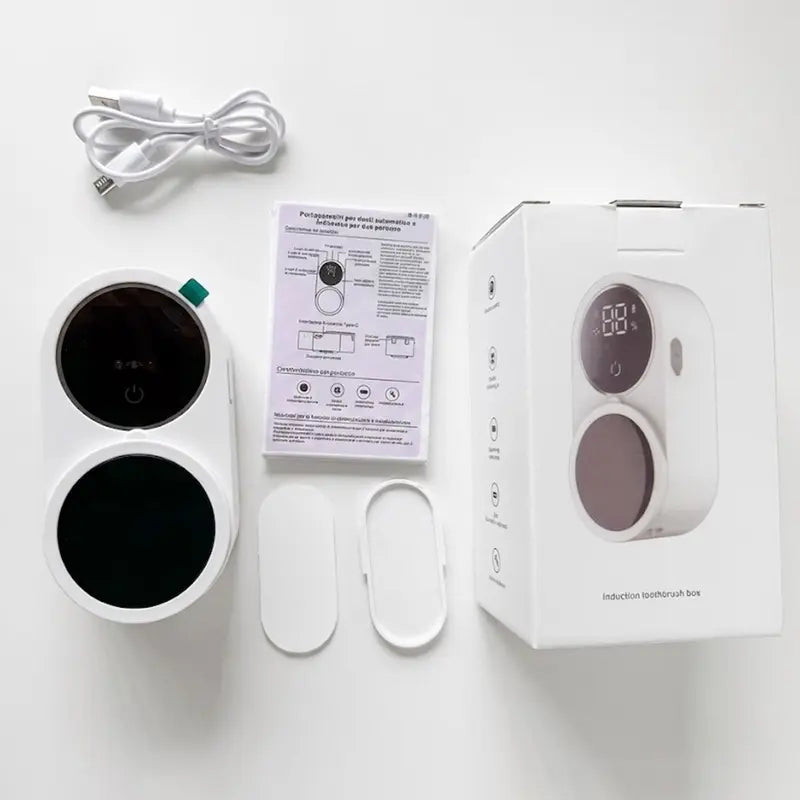 Wall Mounted Toothbrush Sterilizer, Rechargeable Toothbrush Holder, Toothbrush Sanitizer Holder, Toothbrush Holders For Bathrooms, Toothbrush Cleaner with LED Smart Screen, Personal Care Appliances, Bathroom Accessory.