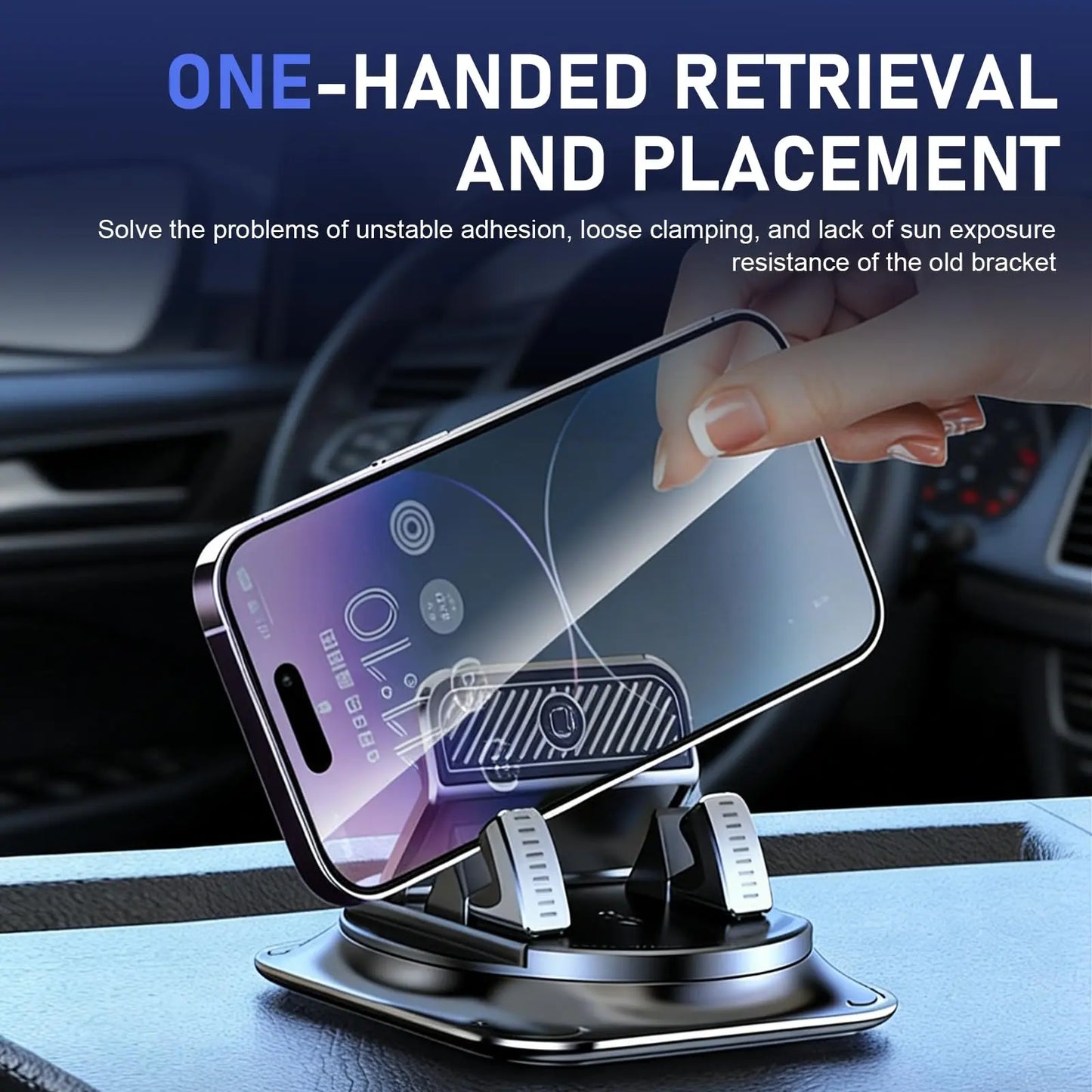 Car phone holder 360 degree rotation, Ultra-Stable Dashboard Holder for Horizontal & Vertical Navigation, suitablefor car navigation ,Hands-Free Car Accessories Compatible with All Phones