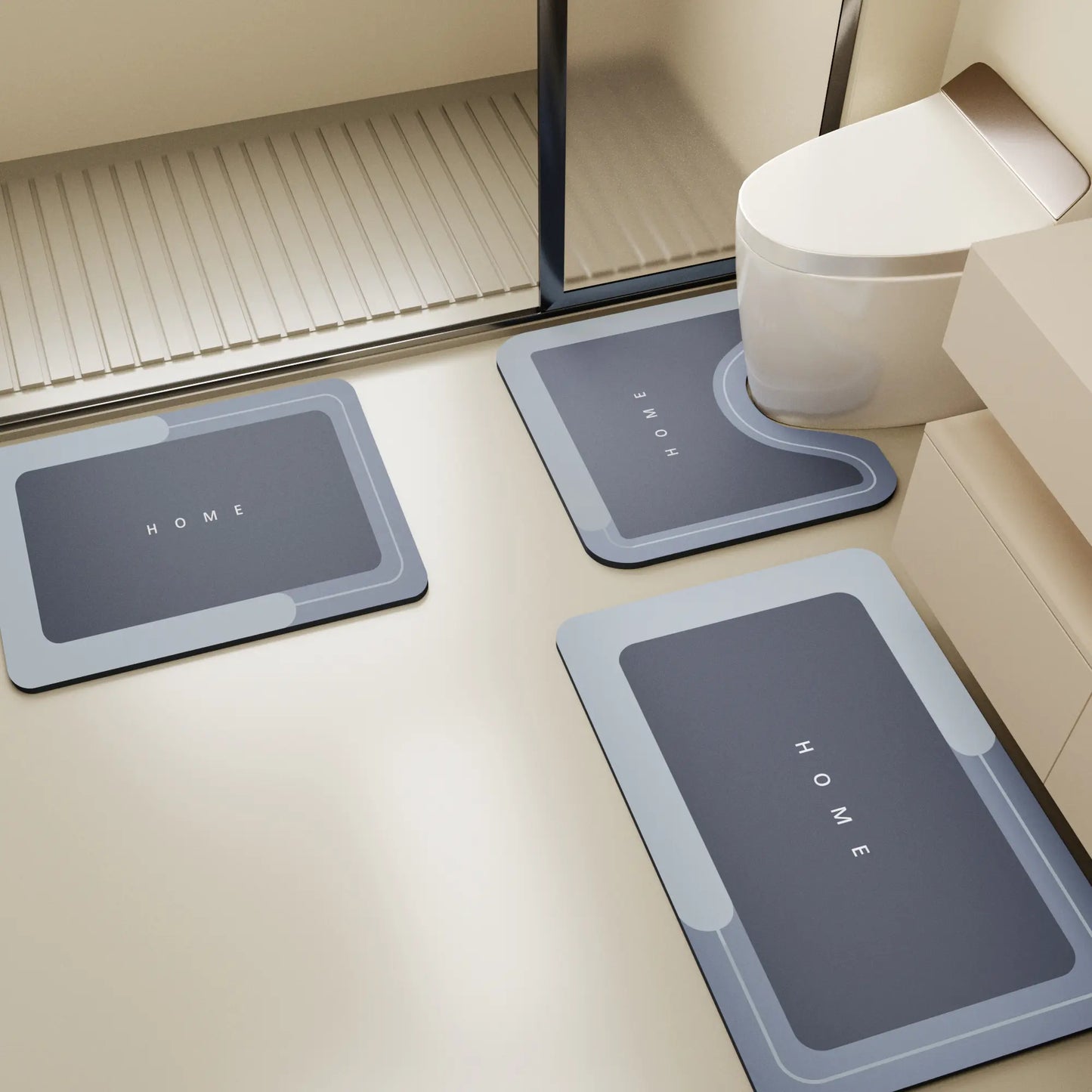 Cash on Delivery 3-Piece Bathroom Toilet Mat Set, Quick Dry Absorbent Bath Mat Non-slip Rubber Base Floor Rug for Bathroom Kitchen Living Room Laundry Room