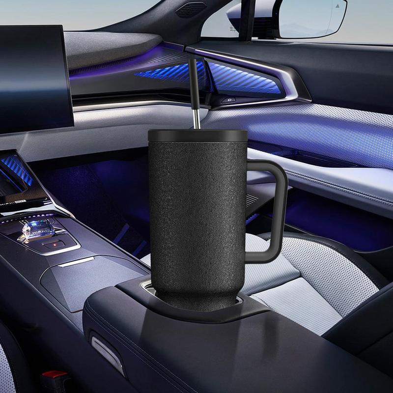 40oz Classic Straw Handle Cup, Multi-grid Ice Cube Mold, Leak-proof Cup Lid, Silicone Handle, Non-slip Noise Reduction Pad At The Bottom, Stainless Steel Thermos Cup, Wide Mouth and Narrow Bottom, Valentine's Day Gift, Tumbler Cups