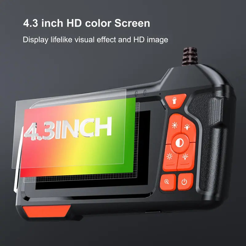 Industrial Endoscope Borescope Camera with Light, 4.3'' Screen HD Digital Snake Camera, Waterproof Sewer Inspection Camera with Cable, Measuring Gauges, Car Stuff, Vehicle, Automotive Inspection Tools