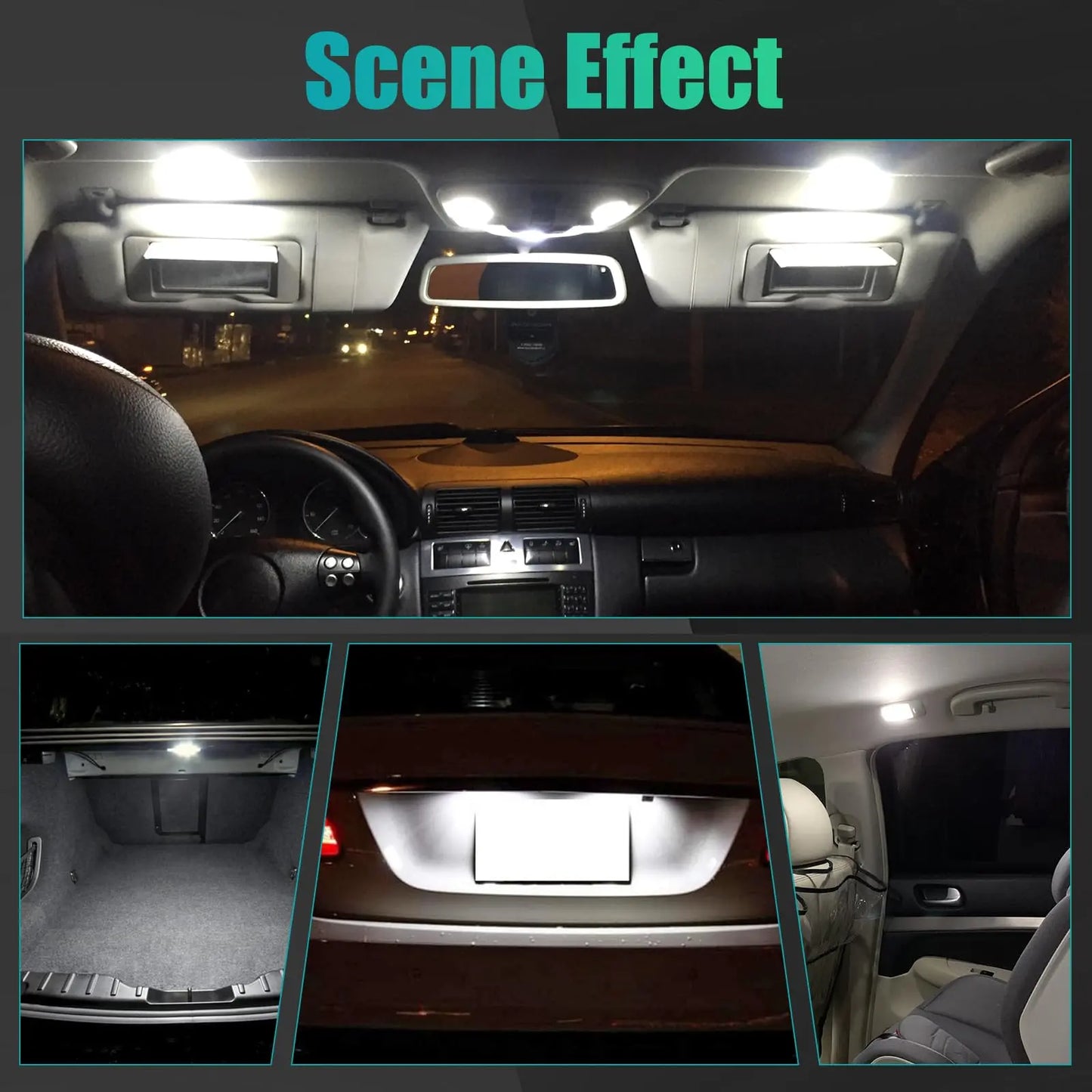 42 Pieces Interior Car Lights, Super Bright White Dome Map Tail Cab Lights Bulb Kit Set , DE3175 T10 31mm 41mm 194 LED Bulb for Your Trucks Width Lamp(White)