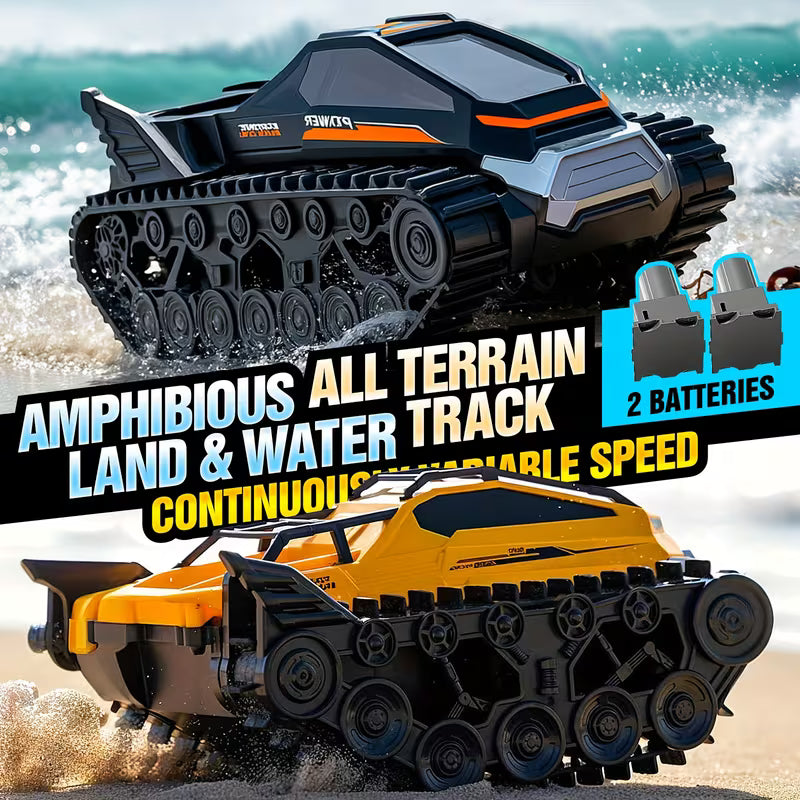Amphibious RC Tank with 2 Batteries – High‑Torque Off‑Road Crawler, 4WD/6WD Tracked Vehicle with Drift & Climb Capability – Perfect Christmas Gift for Boys