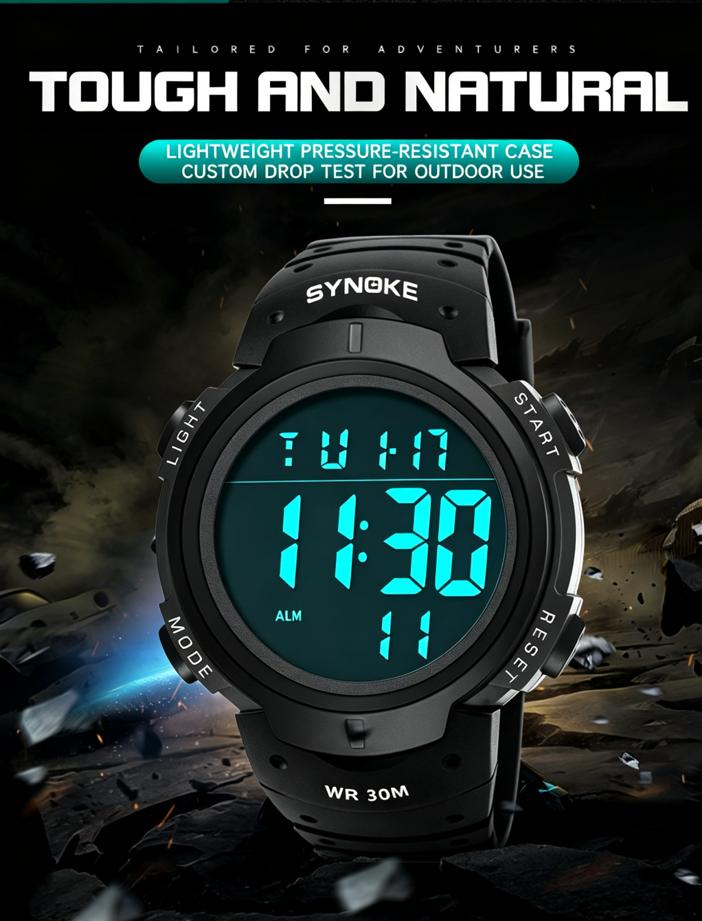 [New 2026] Synoke Men's Sports Digital Watch, Multi‑Functional Wrist Watch, Large‑Screen Military‑Style Watch, Waterproof, Sports Luminous Function, Military‑Grade Quality, Waterproof and Dust‑Resistant, Ideal for Birthday and Festival Gifts