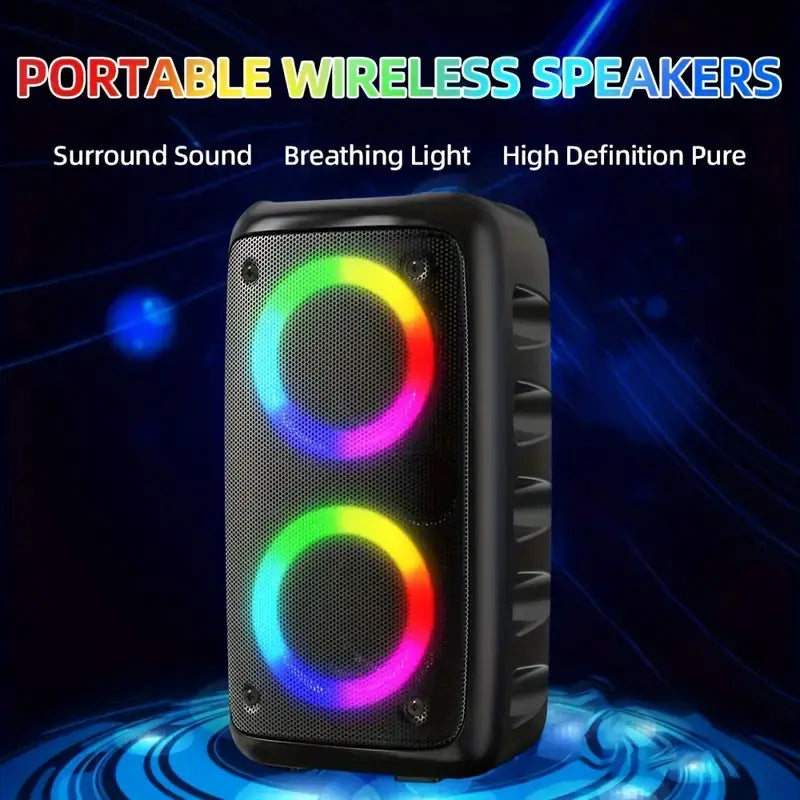 Premium Wireless Boombox Speaker - Large Stereo Sound, Built-in Microphone, Subwoofer, Party Speaker with Powerful Sound, Outdoor Party Speaker with Disco Light and Wireless Connectivity
