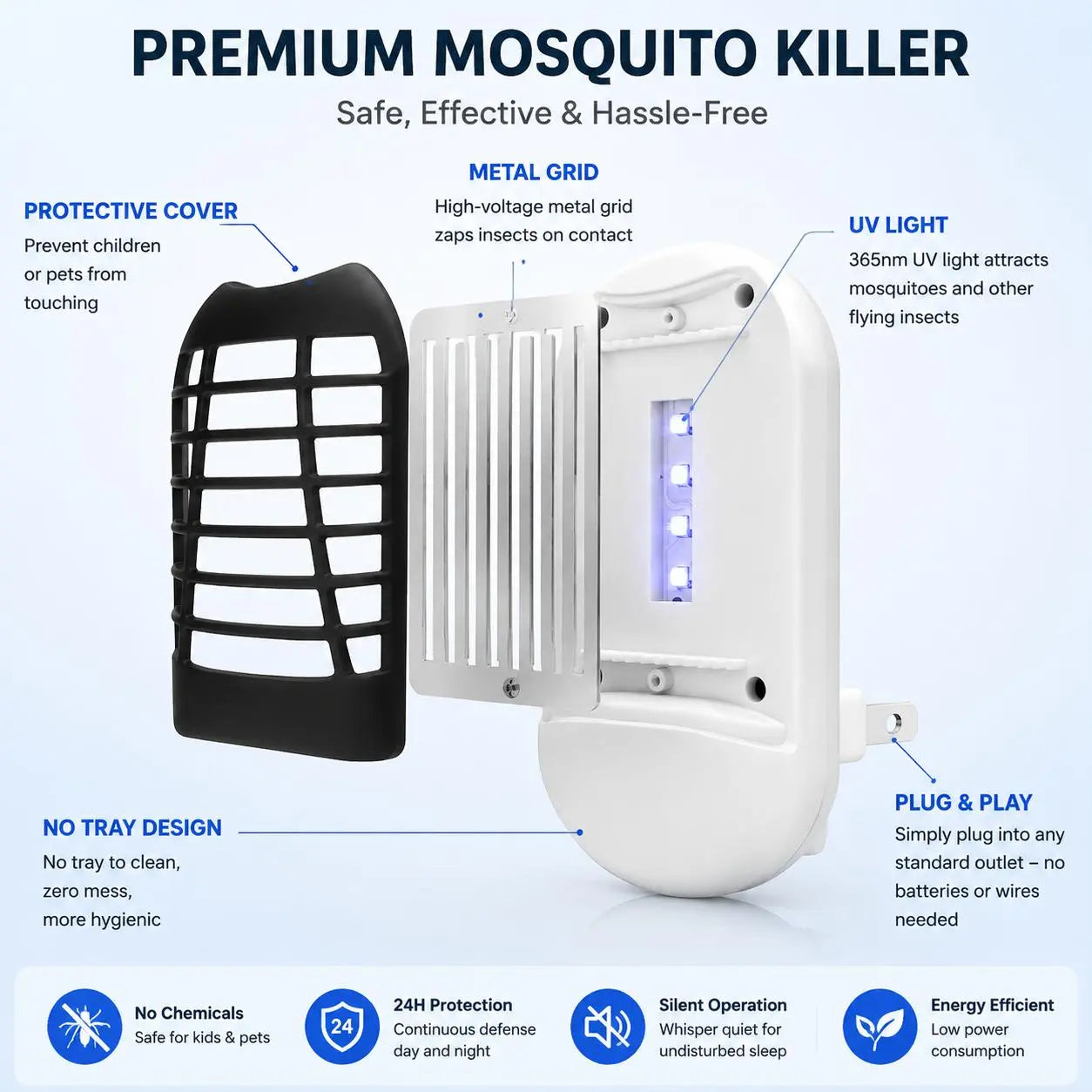 UV Mosquito Trap Lamp, Bug Insect Zapper for Bedroom, Patio Use - Safe, Chemical-Free Home Pest Control Device for Indoor & Outdoor Applications image 4