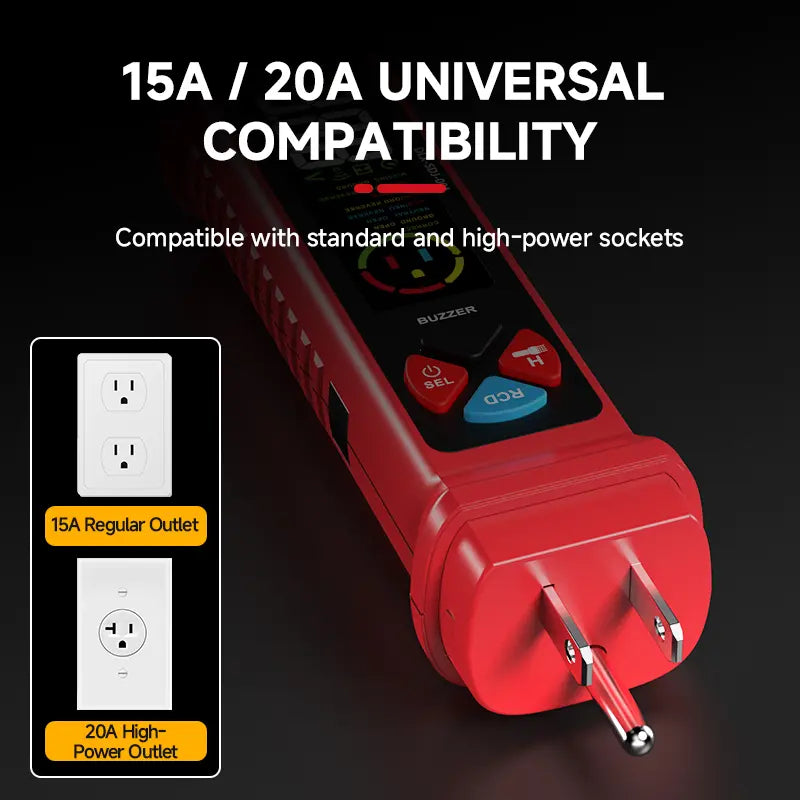 DELIXI 2 in 1 Outlet Circuit & Voltage Tester Pen, 2–440V AC Voltage Detector with NCV Function, Integrated GFCI Outlet Tester & Polarity Check, LCD Display, Audible Alarm & Flashlight, 3 Prong AC Voltage Socket Checker, Wiring Fault Detector image 9