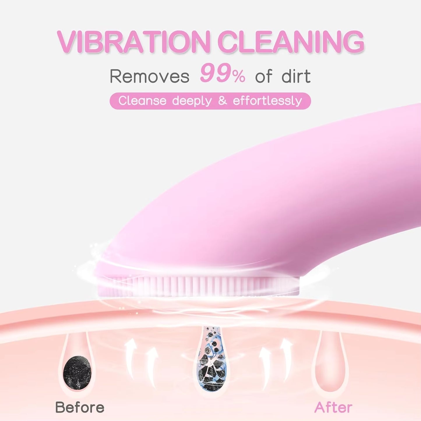 Facial Cleansing Brush, PRITECH Heatable Vibrating Face Scrubber with Massage, Silicone Face Scrubber for Women & Men, Electric Facial Cleanser for Deep Cleansing, Gentle Exfoliating (Pink)
