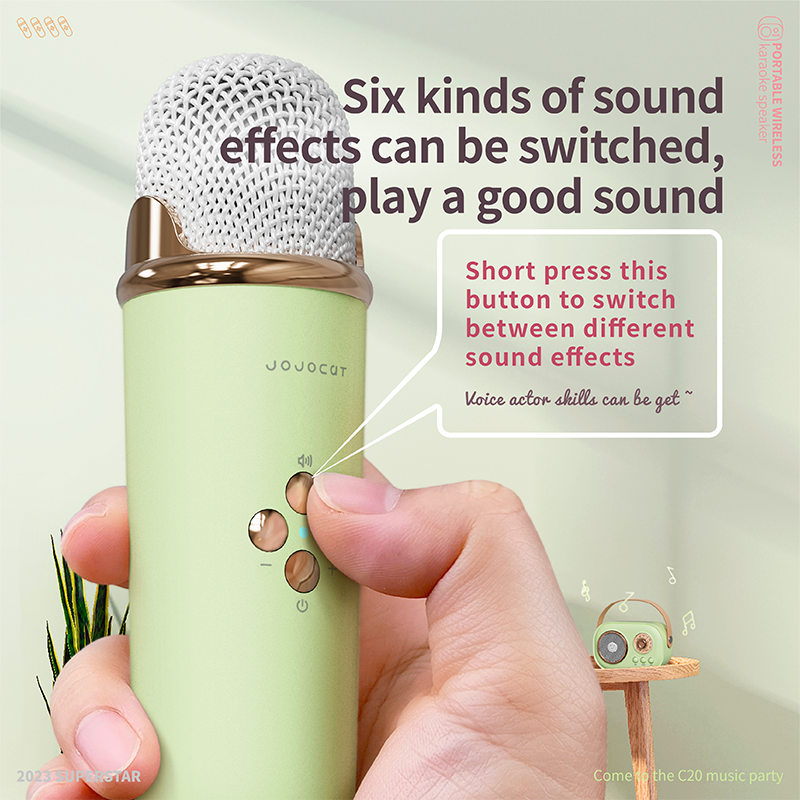 Mini Karaoke Machine Portable Bluetooth Speaker with Wireless Microphone 6 Sound Modes for Adults&Kids Birthday Home Farmily Friends Party Gifts for Girls Boys Friends Audio equipment *1  Microphone *2