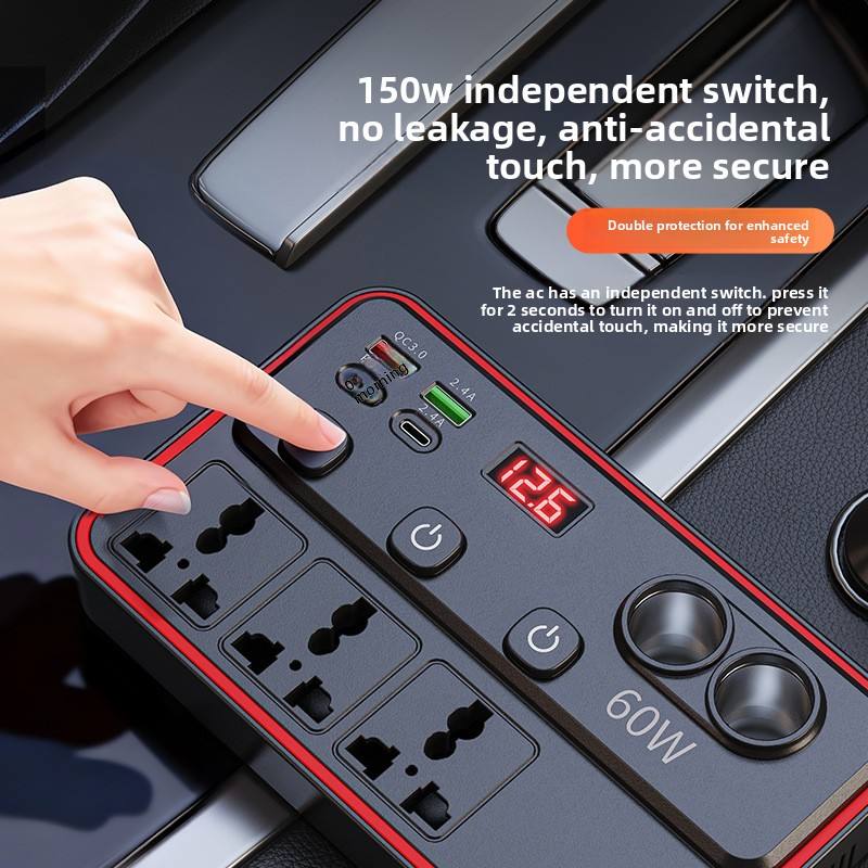 2026 New Car Power Inverter Socket, 12V/24V to 220V Multi-Functional Converter for Cars & Trucks, Independent Switch & USB Ports, Free Delivery, Cash On Delivery