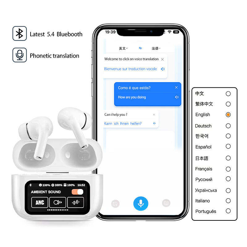 2026 New A9 Pro Bluetooth Earphones, In-ear with Color Screen, Wireless Noise Reduction, Long Battery Life, Sports Headset