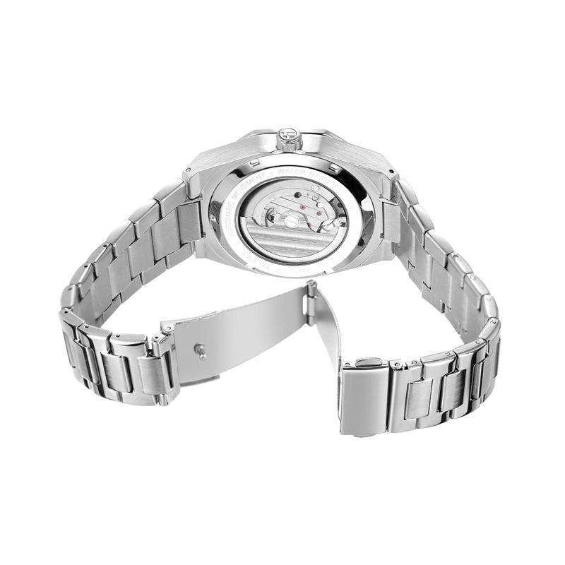 Men's Classic Business Rhinestone Decorated Analog Mechanical Watch, Fashionable Wristwatch for Men, Stylish Watch, Luminous Hands Watch for Party, Daily Clothing Decor, Watch for Birthday Gift with Box, Stainless Steel Wristwatch