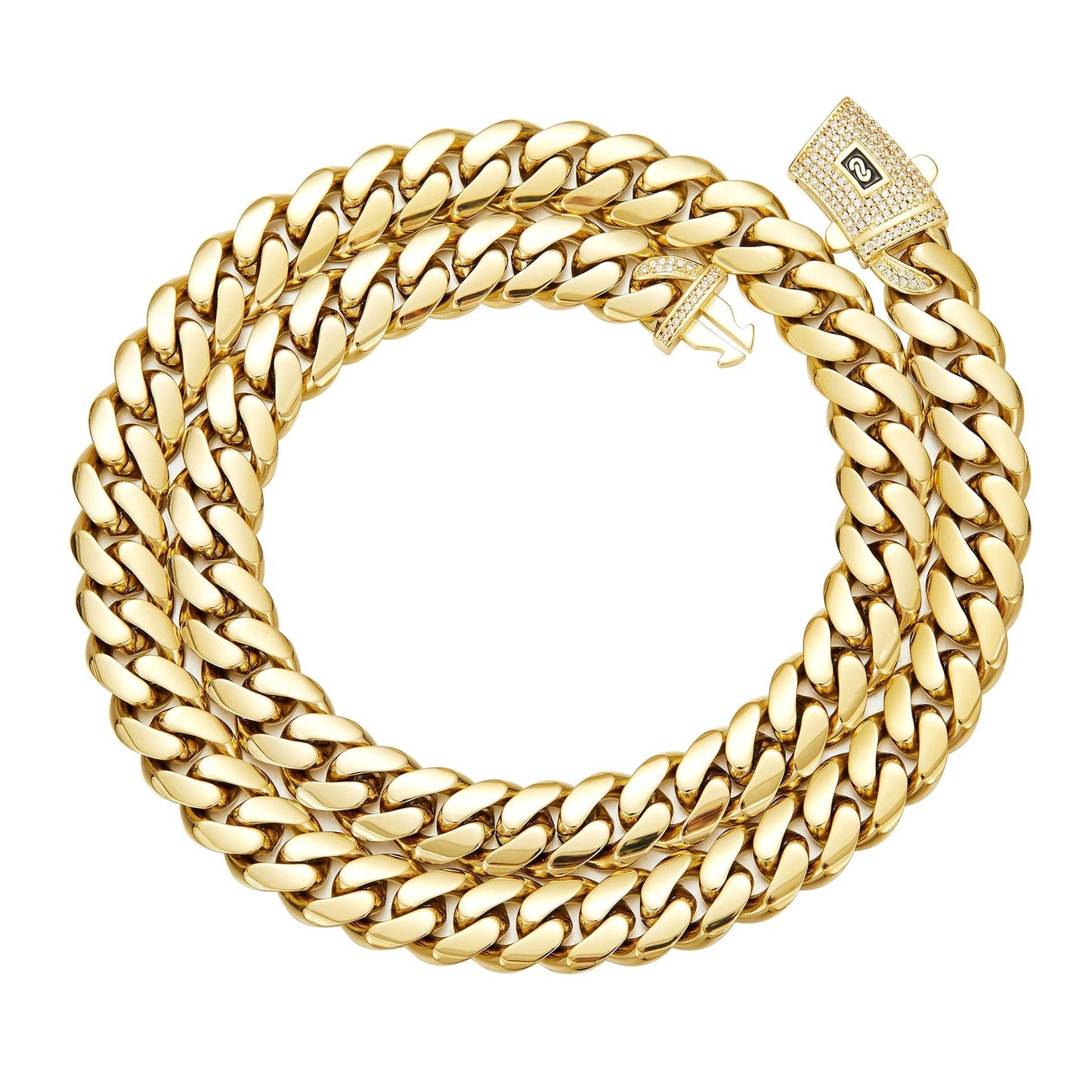 Cuban Necklace Miami Link Chain with Diamond Clasp Anti-Friction for Men Women Stainless Steel Thick Chain Hip Hop Jewelry 14mm wide, 24 inches longColorfast Waterproof Thickened Black Friday