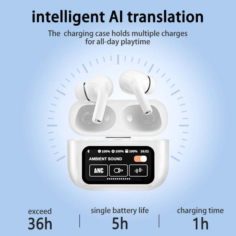2026 New A9 Pro Bluetooth Earphones, In-ear with Color Screen, Wireless Noise Reduction, Long Battery Life, Sports Headset