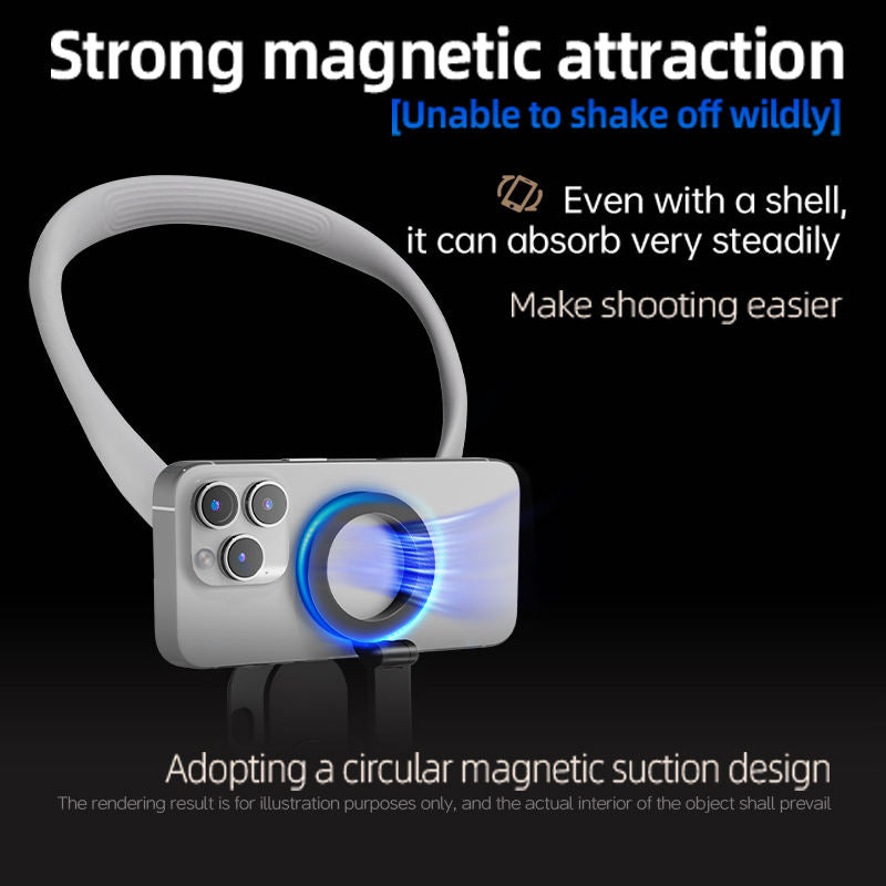 Magnetic Neck Mount for Phones - Hands-Free POV/Vlog Holder, Chest Strap for iPhone 16 15 14 13, Android, Action Cameras, and Smartphone Accessories